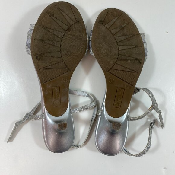 Fioni Night Women's Silver Glitter Rhinestones Sandals Kitten Heel Size 9.5 - Picture 11 of 13
